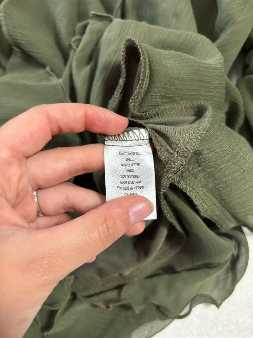 Olive Green Ruffle Blouse - Women Tops - Picture 6 of 6